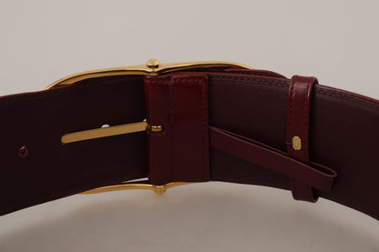 Dolce & Gabbana Engraved Logo Maroon Leather Belt