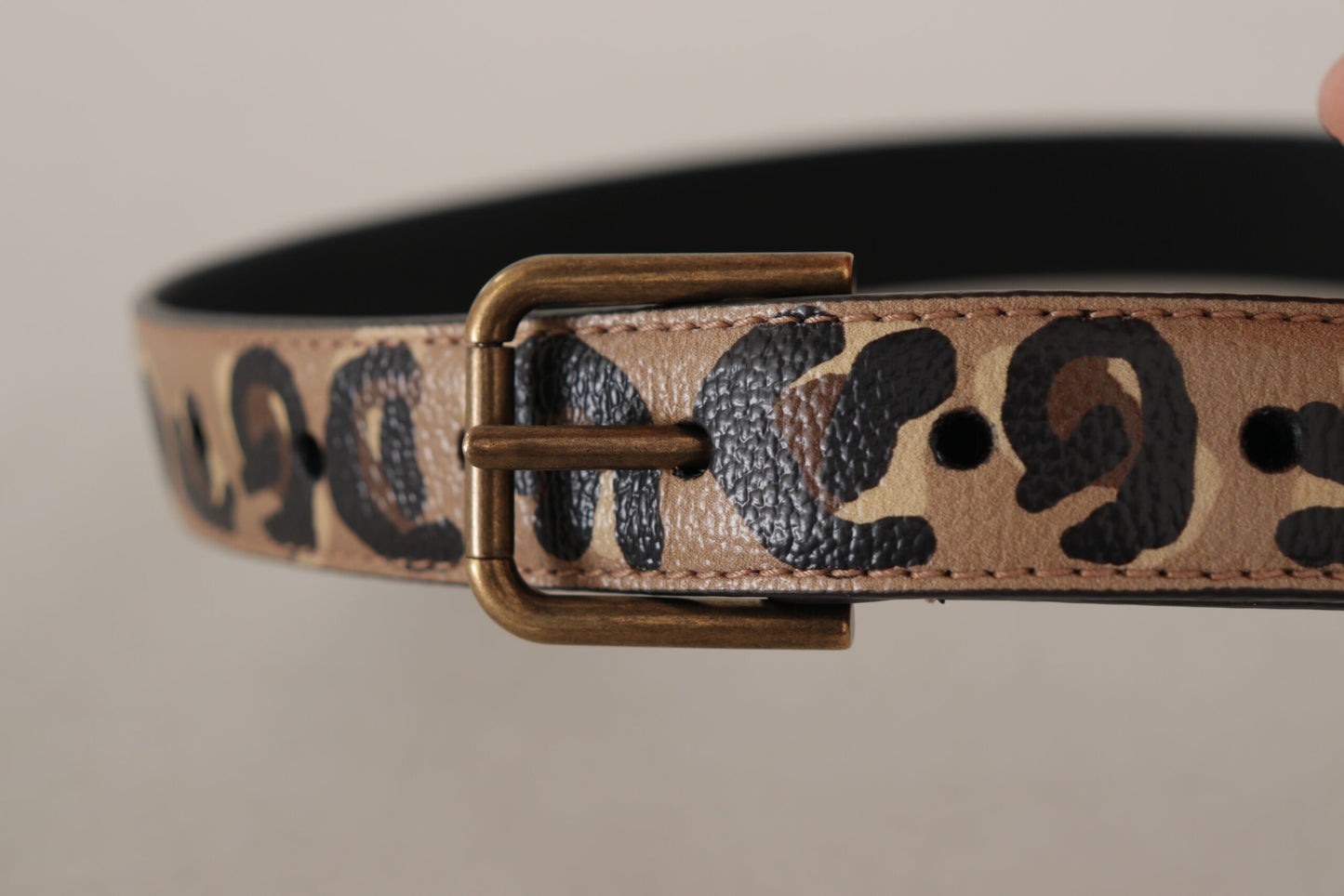 Dolce & Gabbana Elegant Leather Engraved Buckle Belt