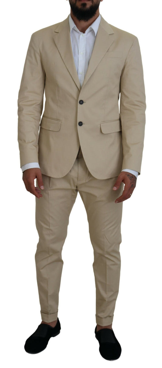 Dsquared² Beige Cotton Single Breasted 2 Piece CIPRO Suit