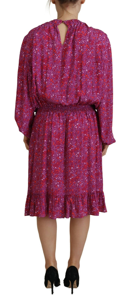 Dsquared² Fuchsia Stars Embellished Long Sleeves Dress