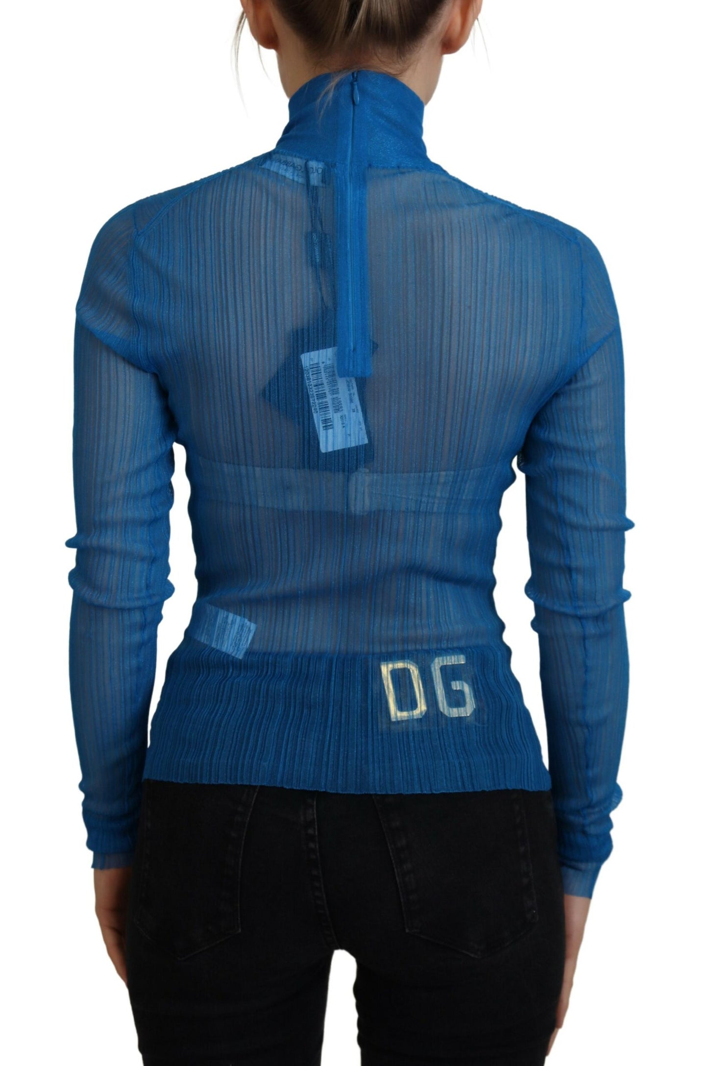 Dolce & Gabbana Elegant Blue Mesh Blouse Top