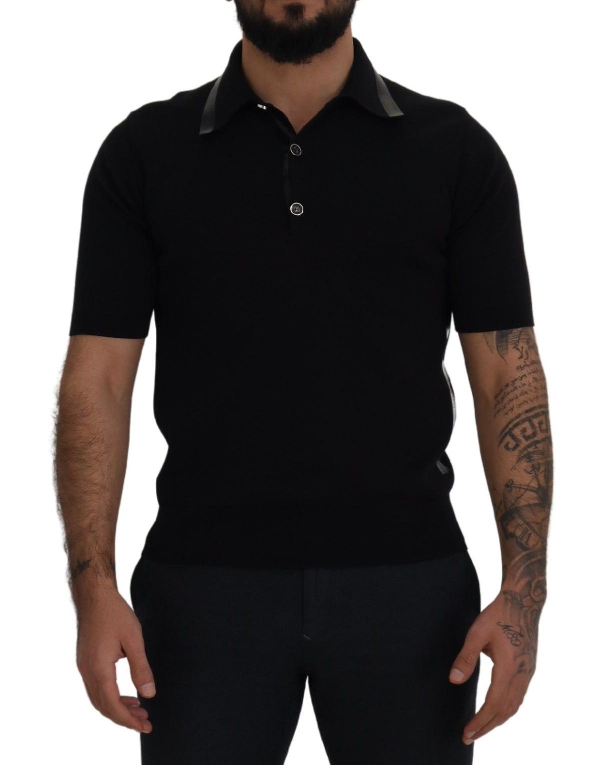 Dolce & Gabbana Elegant Black Silk Blend Polo T-Shirt