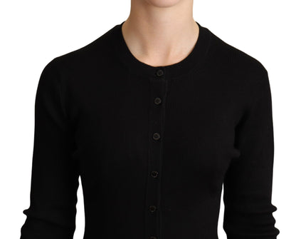 Dolce & Gabbana Elegant Black Silk Cashmere Cardigan