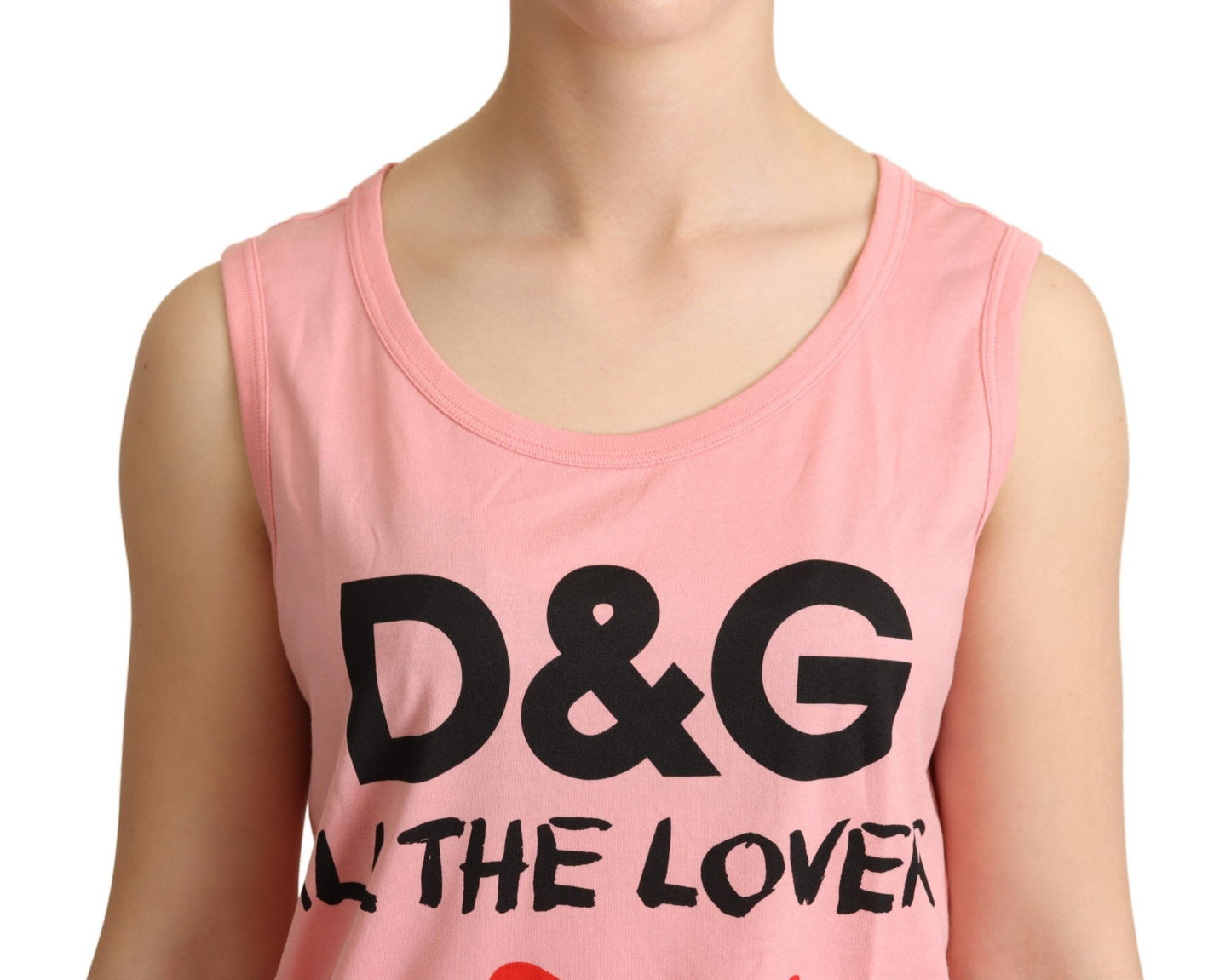 Dolce & Gabbana Chic Pink Motive Print Crewneck Tee