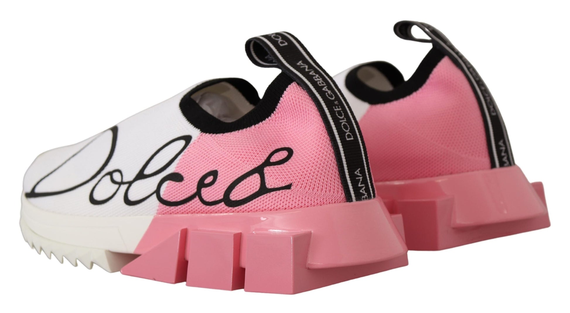 Dolce & Gabbana Elegant Sorrento Slip-On Sneakers in White & Pink