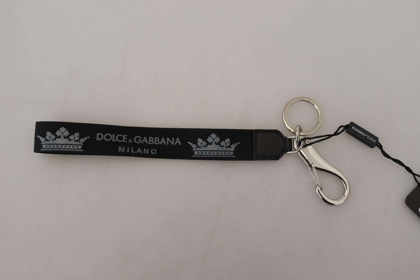 Dolce & Gabbana Elegant Black Charm Keychain with Brass Accents