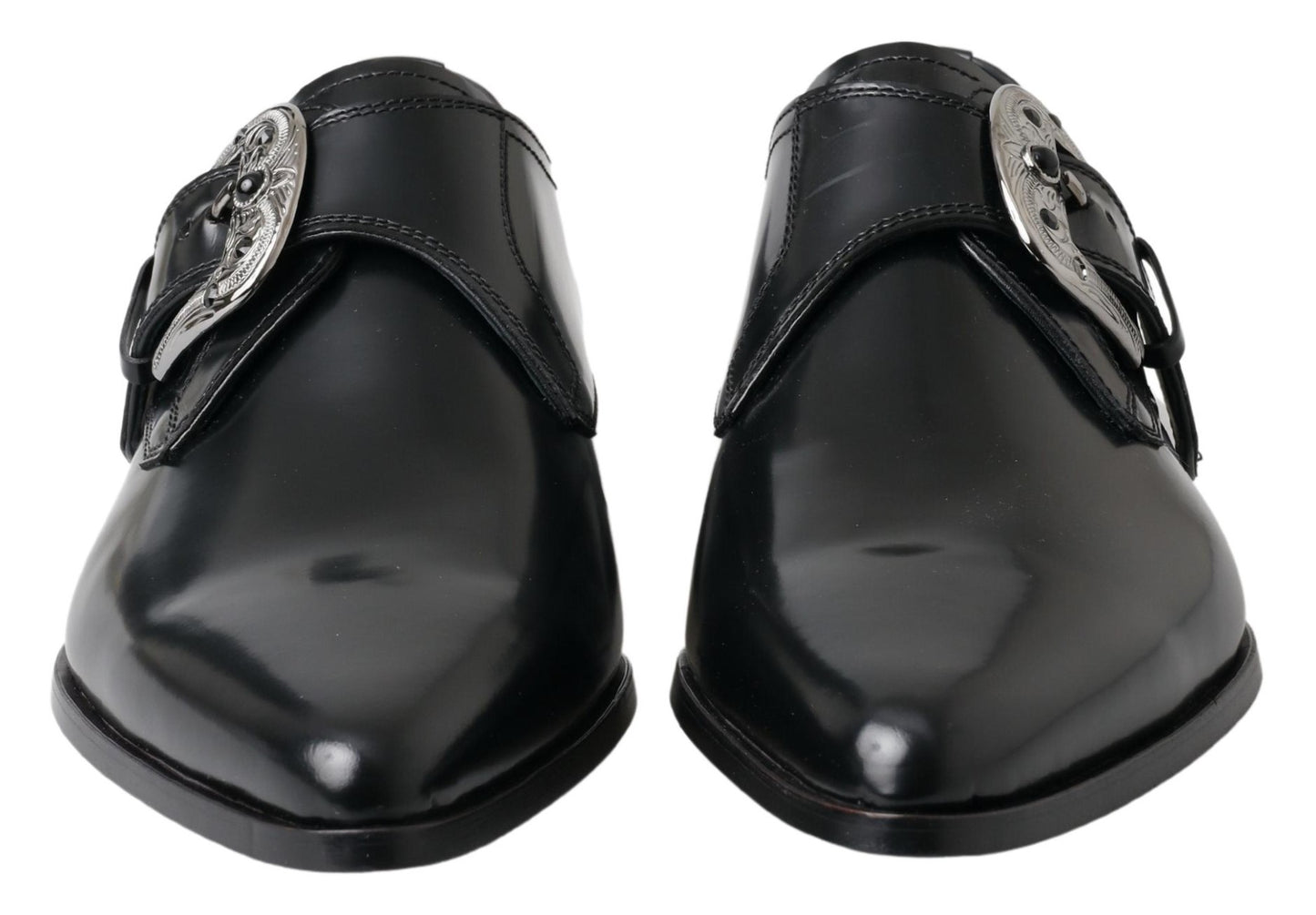 Dolce & Gabbana Elegant Black Leather Monk Strap Shoes