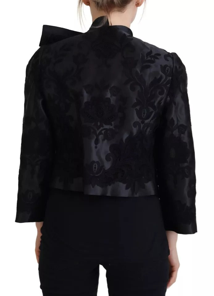 Dolce & Gabbana Black Lace Sheer Corset Organza Silk Jacket