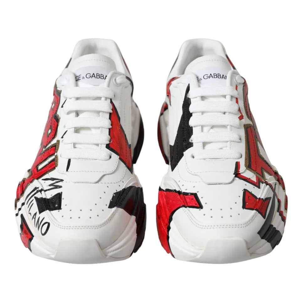 Dolce & Gabbana White Daymaster Hand Painted Sneakers Shoes