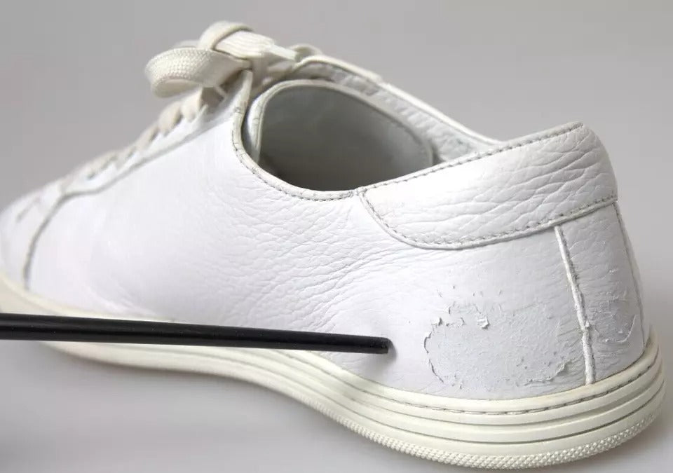 Dolce & Gabbana White Leather Lace Up Sneakers Saint Tropez Shoes