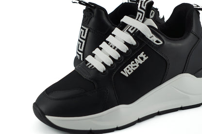 Versace Elegant Monochrome Leather Sneakers