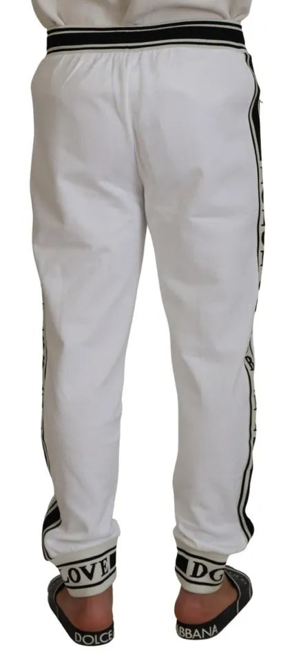 Dolce & Gabbana White Logo Jogger Jogging Cotton Pants