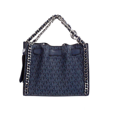 Michael Kors Mina Small Belted Navy Signature PVC Chain Inlay Crossbody Bag