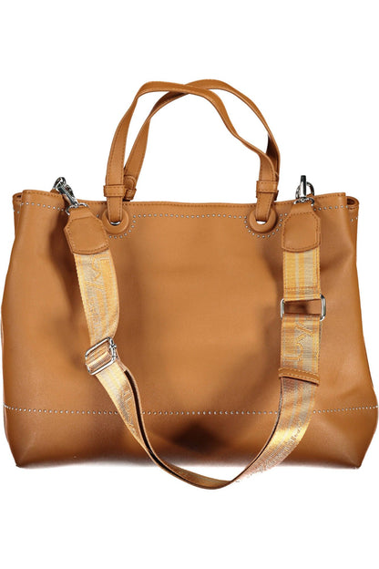 BYBLOS Elegant Two-Tone Brown Handbag with Logo Detail