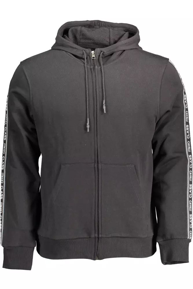 Cavalli Class Elegant Hooded Sweatshirt with Contrasting Details