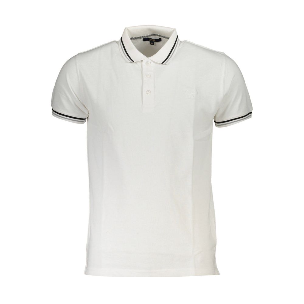 Cavalli Class White Cotton Polo Shirt