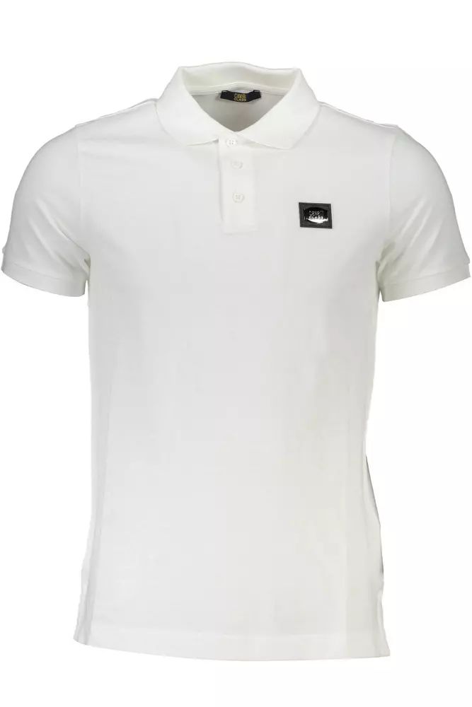 Cavalli Class Elegant White Cotton Polo with Logo Detail