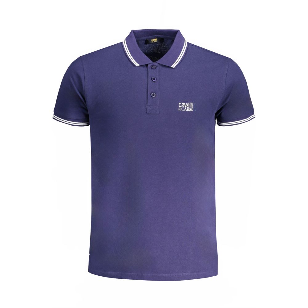 Cavalli Class Blue Cotton Polo Shirt