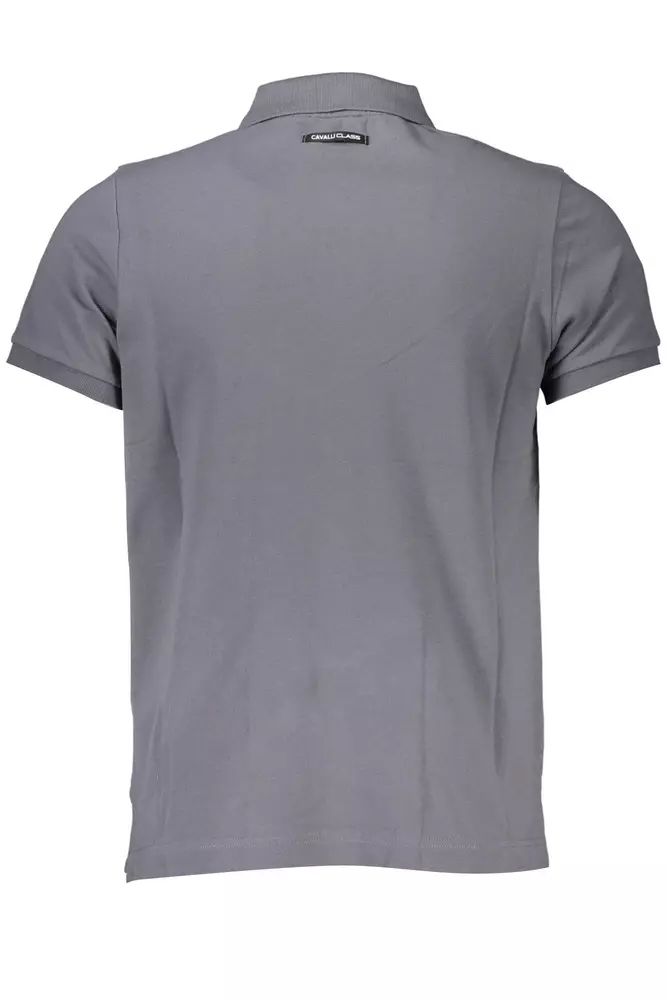 Cavalli Class Sleek Gray Cotton Polo with Classic Print