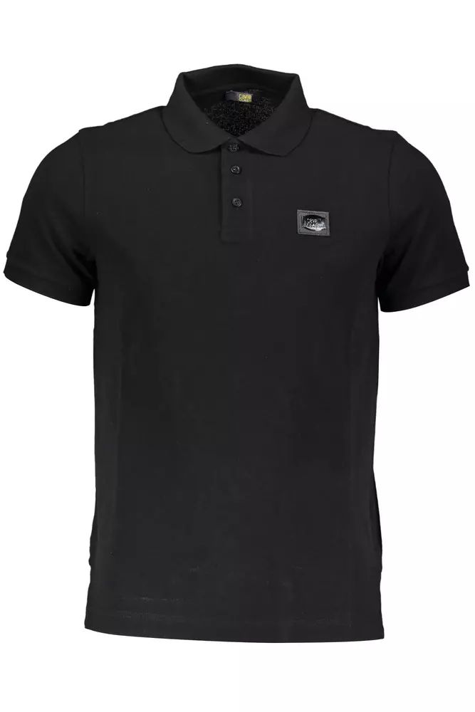 Cavalli Class Elegant Black Cotton Polo with Signature Applique