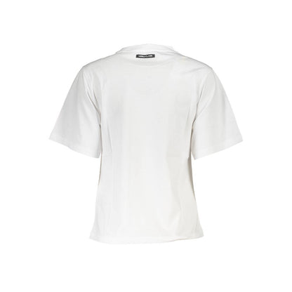 Cavalli Class Chic Slim Fit White Tee with Signature Print