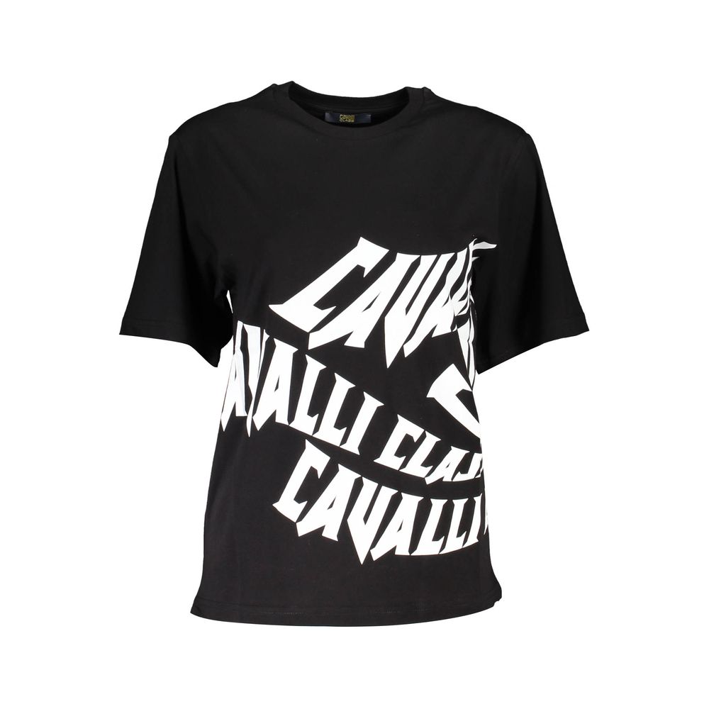 Cavalli Class Elegant Print Logo Tee with Round Neckline