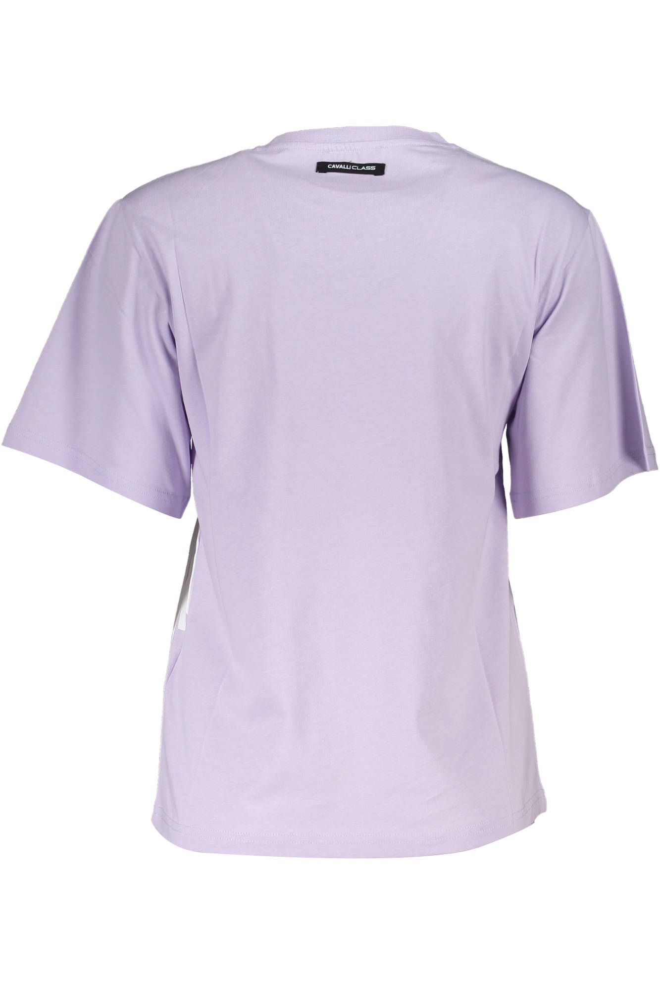 Cavalli Class Elegant Purple Print Tee with Chic Logo