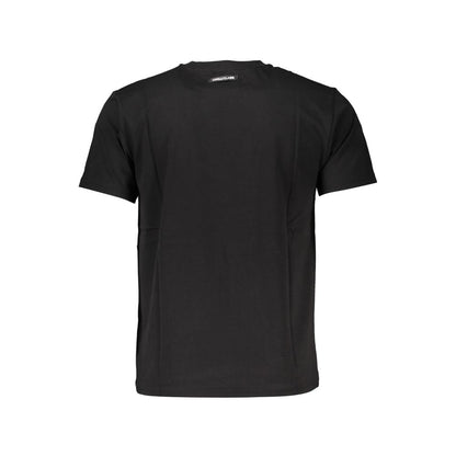 Cavalli Class Elegant Round Neck Black Tee with Classic Print