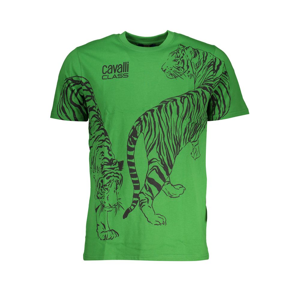 Cavalli Class Green Cotton T-Shirt