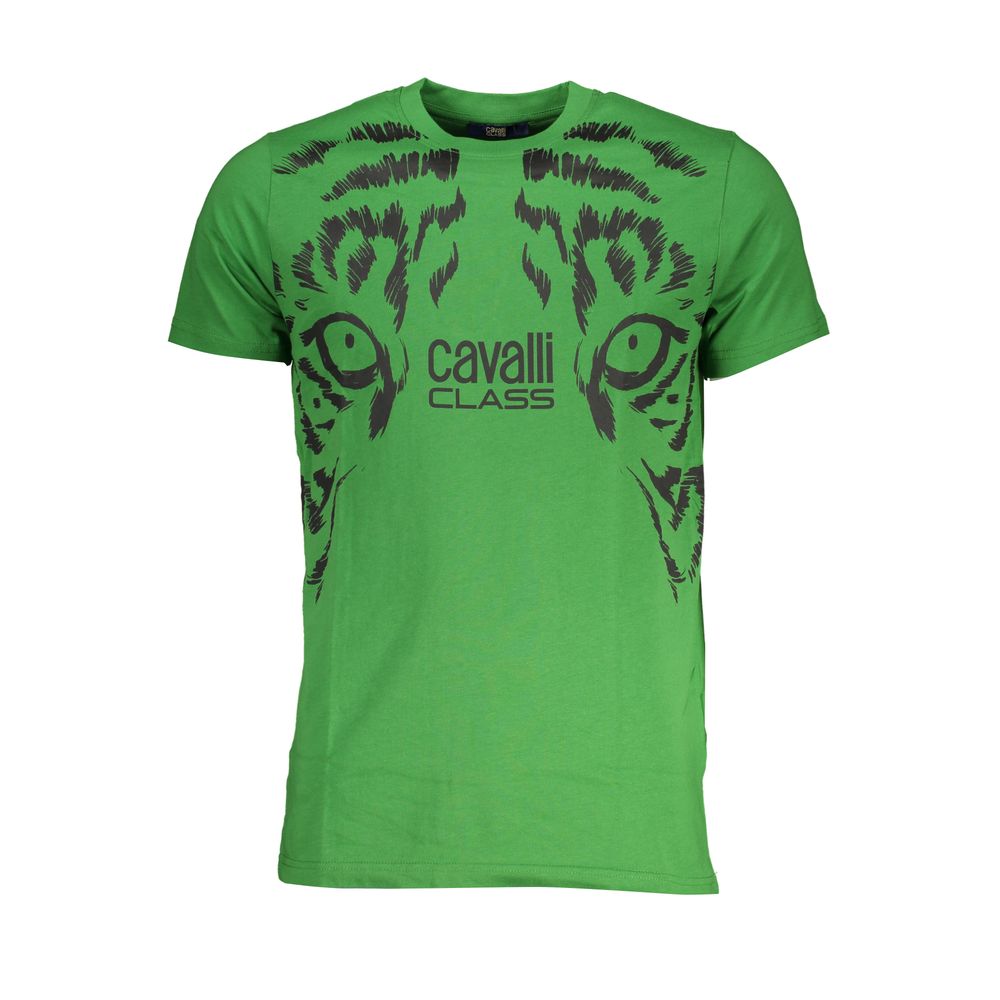 Cavalli Class Green Cotton T-Shirt