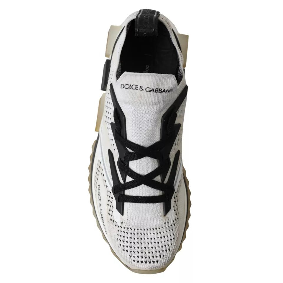 Dolce & Gabbana White Black Mesh Rubber Men Sorrento Sneakers Shoes