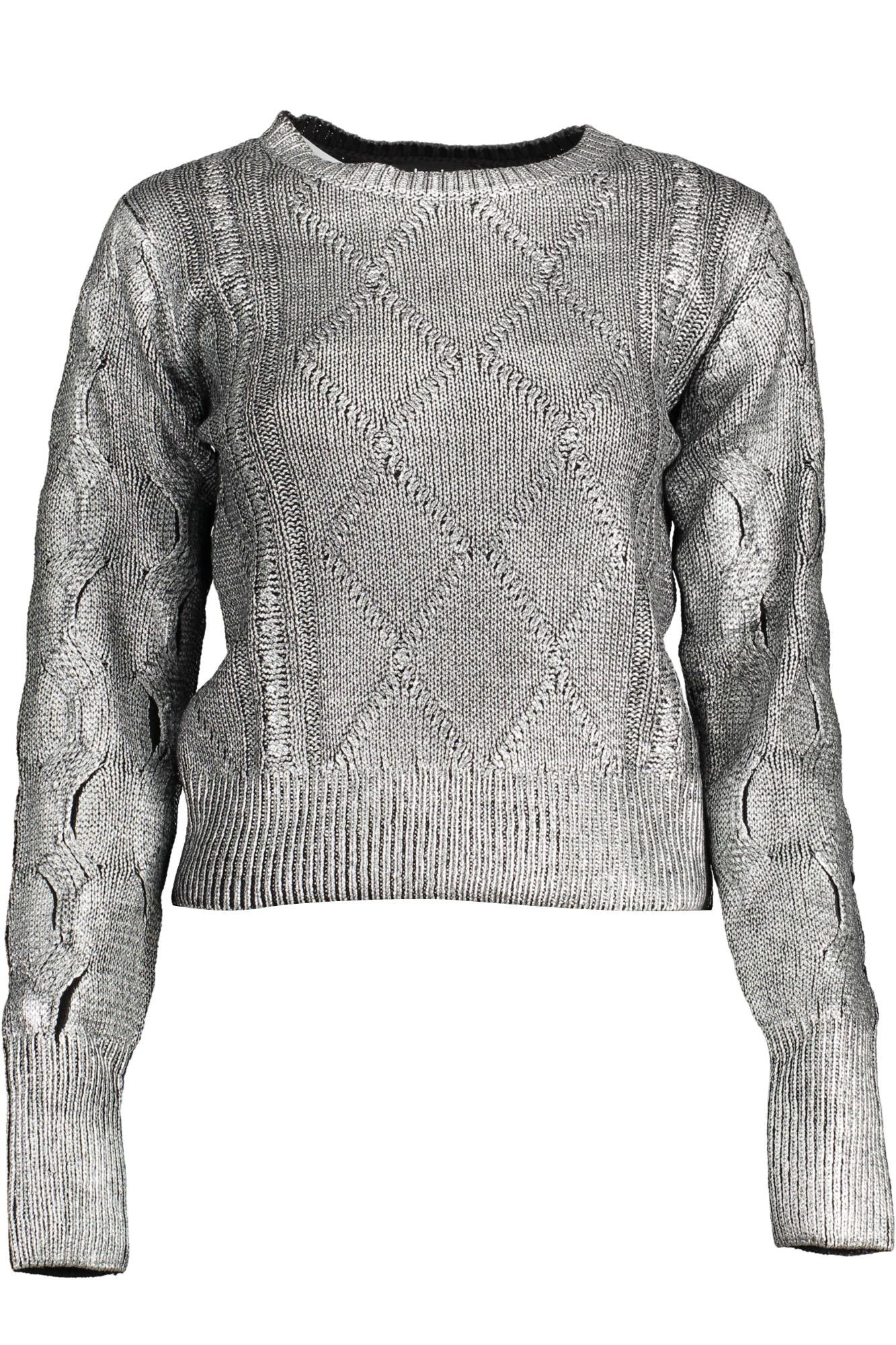 Desigual Chic Silver Tone Contrast Detail Sweater