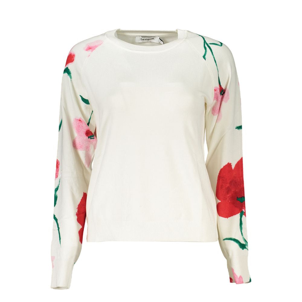 Desigual Elegant Crew Neck Sweater with Contrast Details