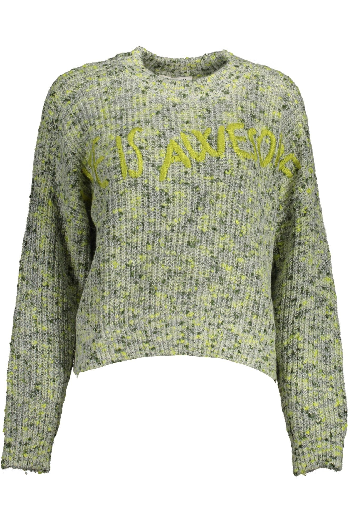 Desigual Green Embroidered Sweater with Contrasting Accents