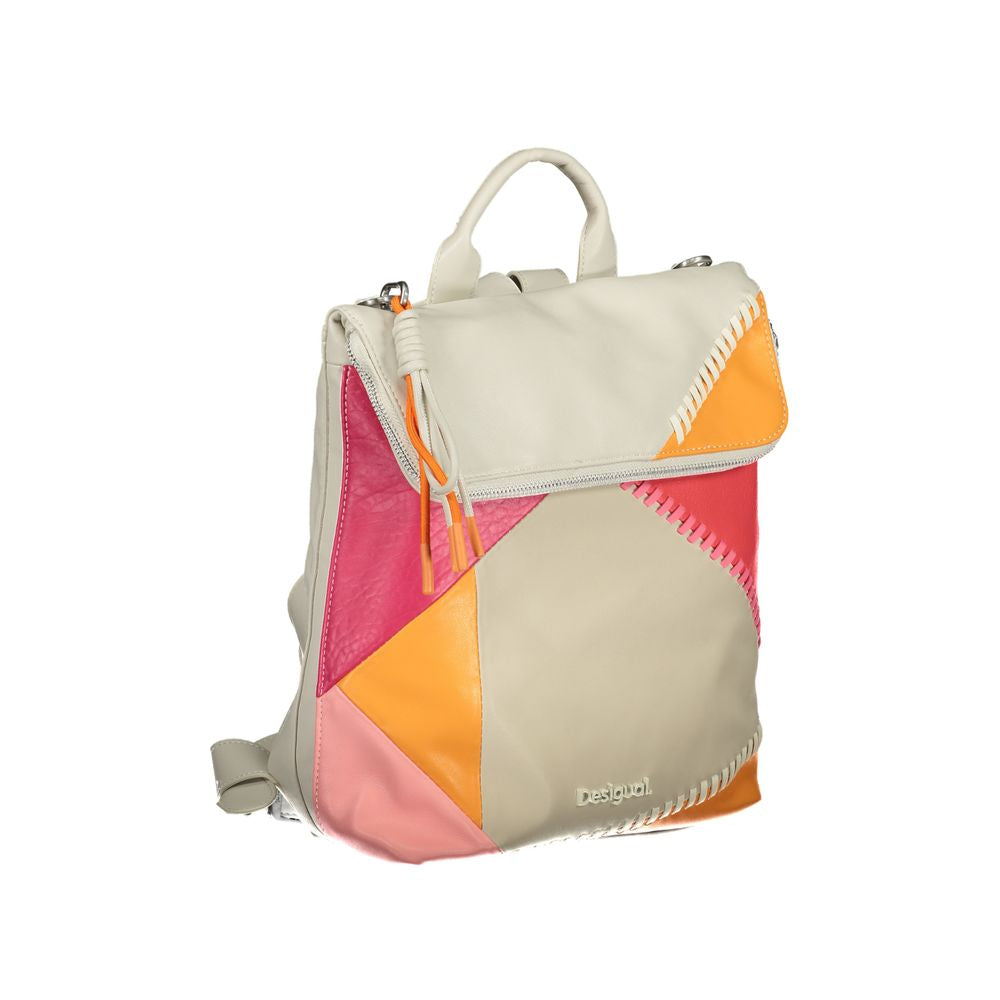 Desigual Chic White Backpack with Contrasting Details