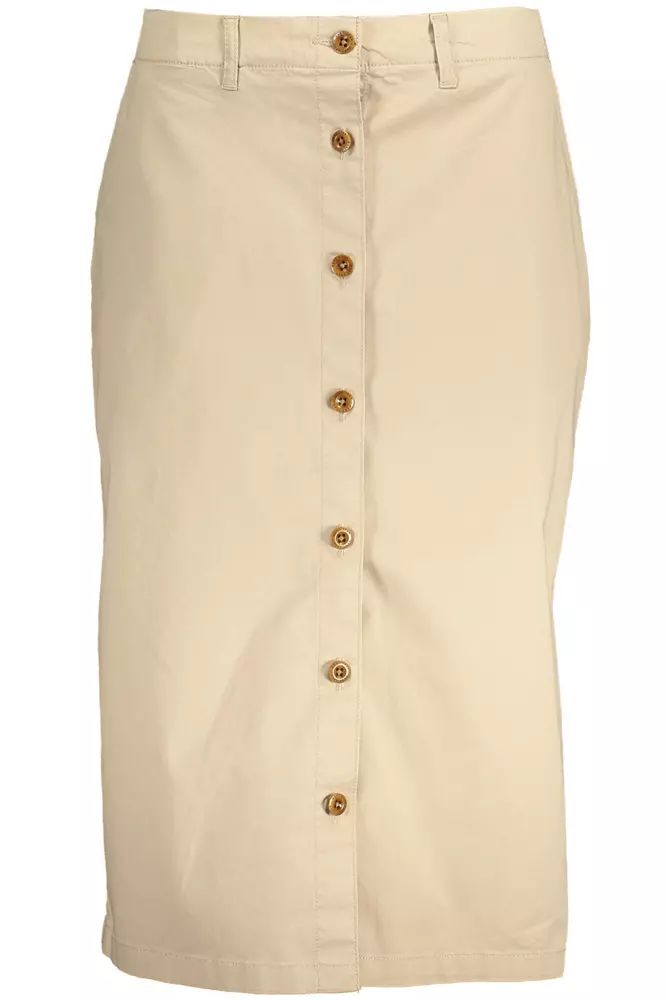 Gant Chic Beige Longuette Skirt with Classic Button Detail