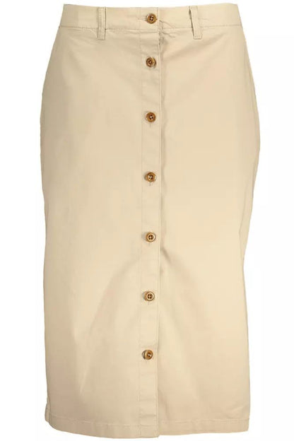 Gant Chic Beige Longuette Skirt with Classic Button Detail