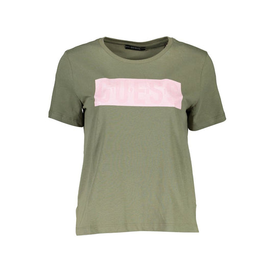 Guess Jeans Chic Green Logo Tee with Short Sleeves