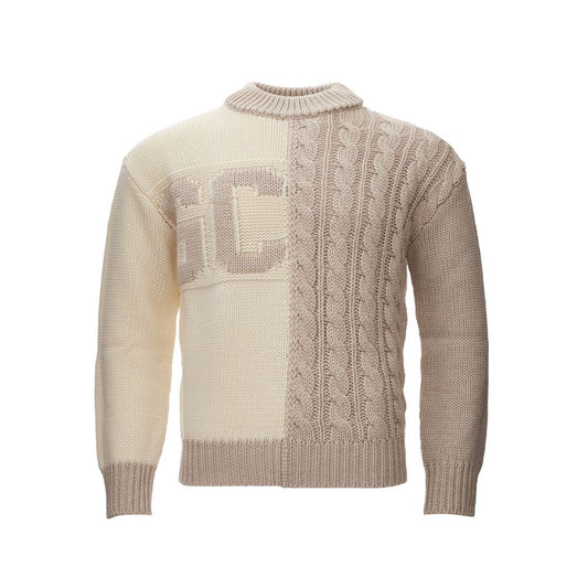 GCDS Chic Beige Wool Sweater for the Stylish Man