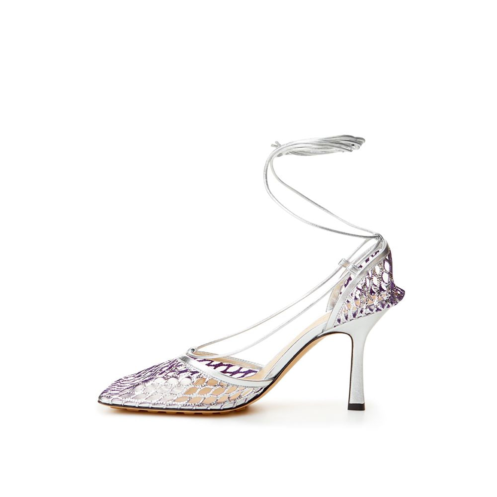 Bottega Veneta Silver Cotton Leather Sandals