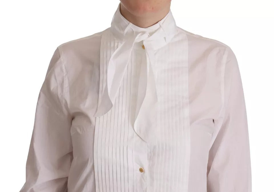 Dolce & Gabbana White Cotton Collared Long Sleeves Formal Shirt Top