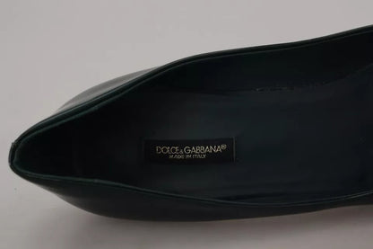 Dolce & Gabbana Green Kitten Heels Pumps Patent Leather Shoes