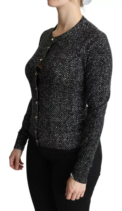 Dolce & Gabbana Black Virgin Wool Pre-Owned Cardigan Sweater