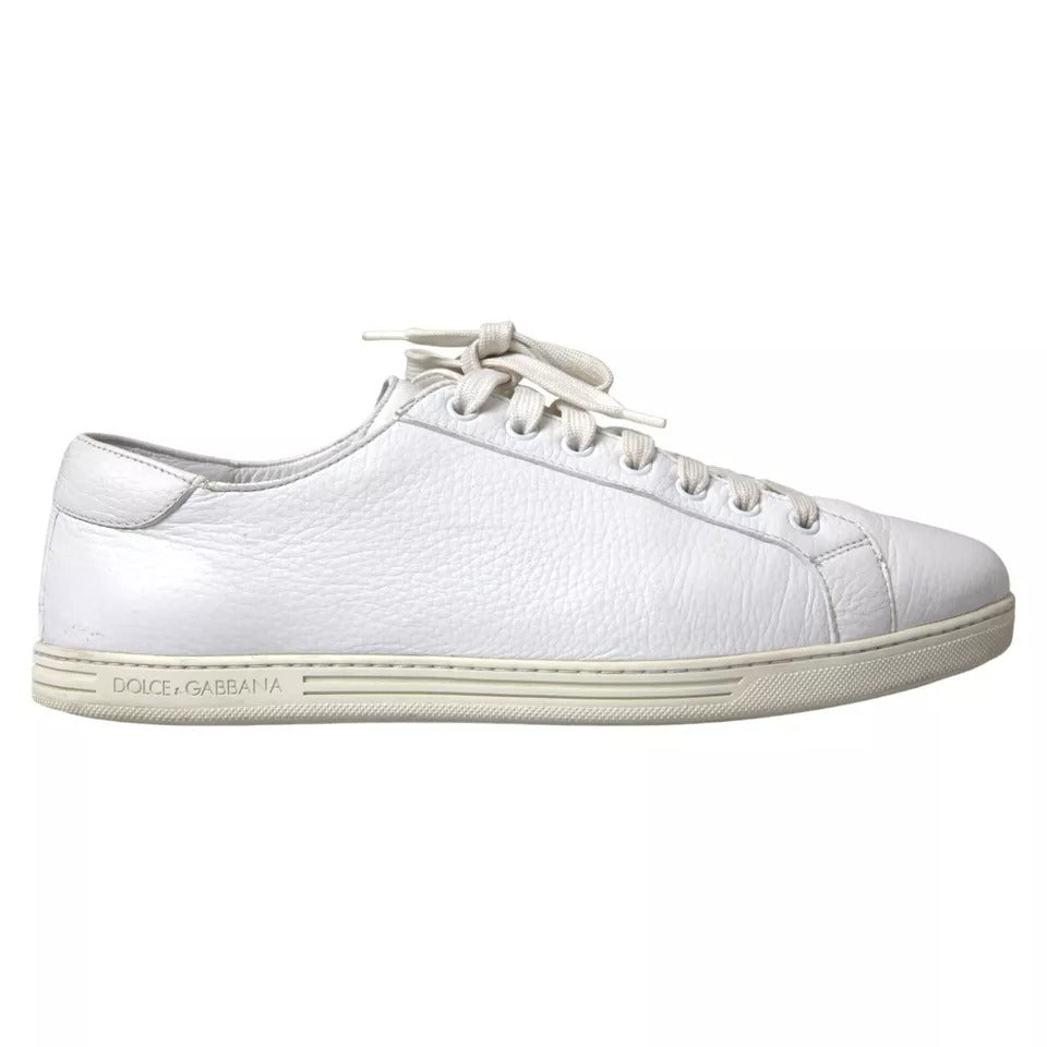 Dolce & Gabbana White Leather Lace Up Sneakers Saint Tropez Shoes