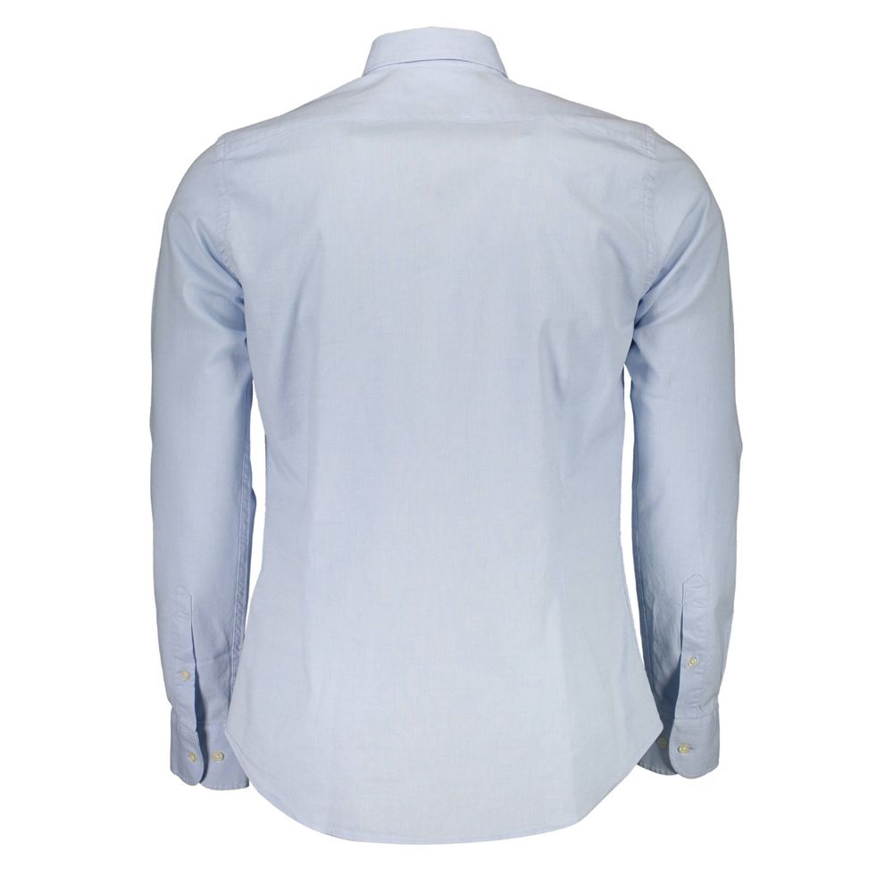 La Martina Sleek Slim Fit Long Sleeved Shirt in Light Blue