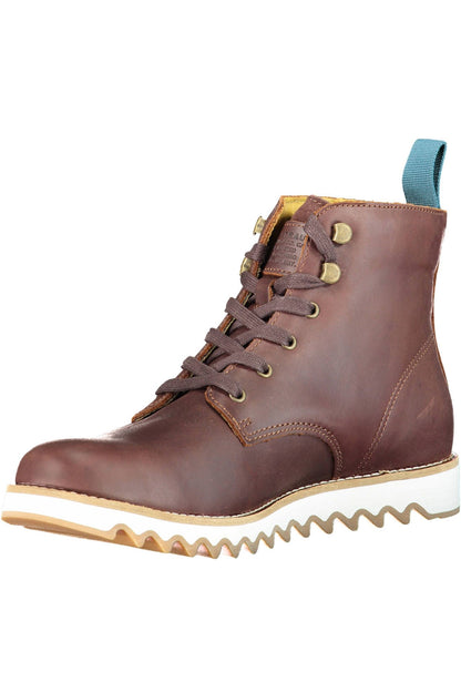 Levi's Elevated Brown Ankle Lace-Up Boots with Contrasting Sole