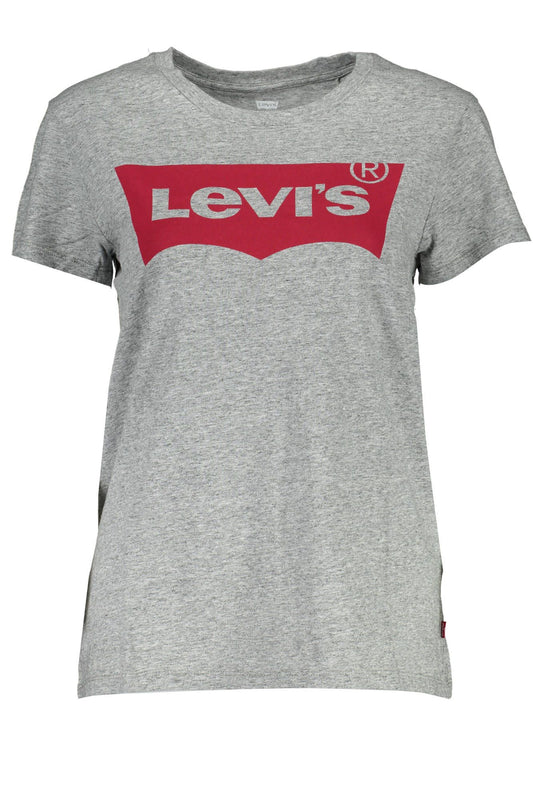 Levi's Chic Gray Printed Logo Cotton Tee for Women