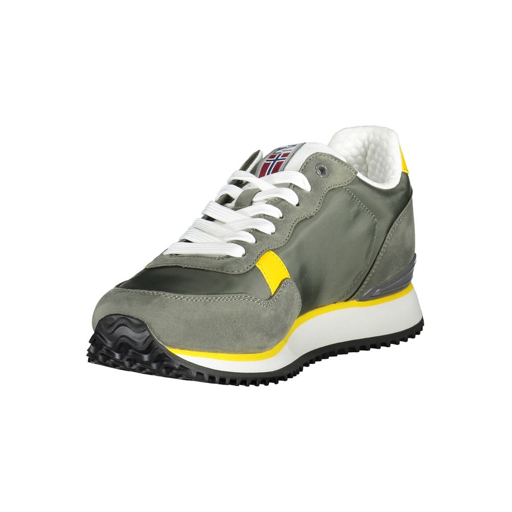 Napapijri Chic Green Lace-Up Sneakers with Logo Detail