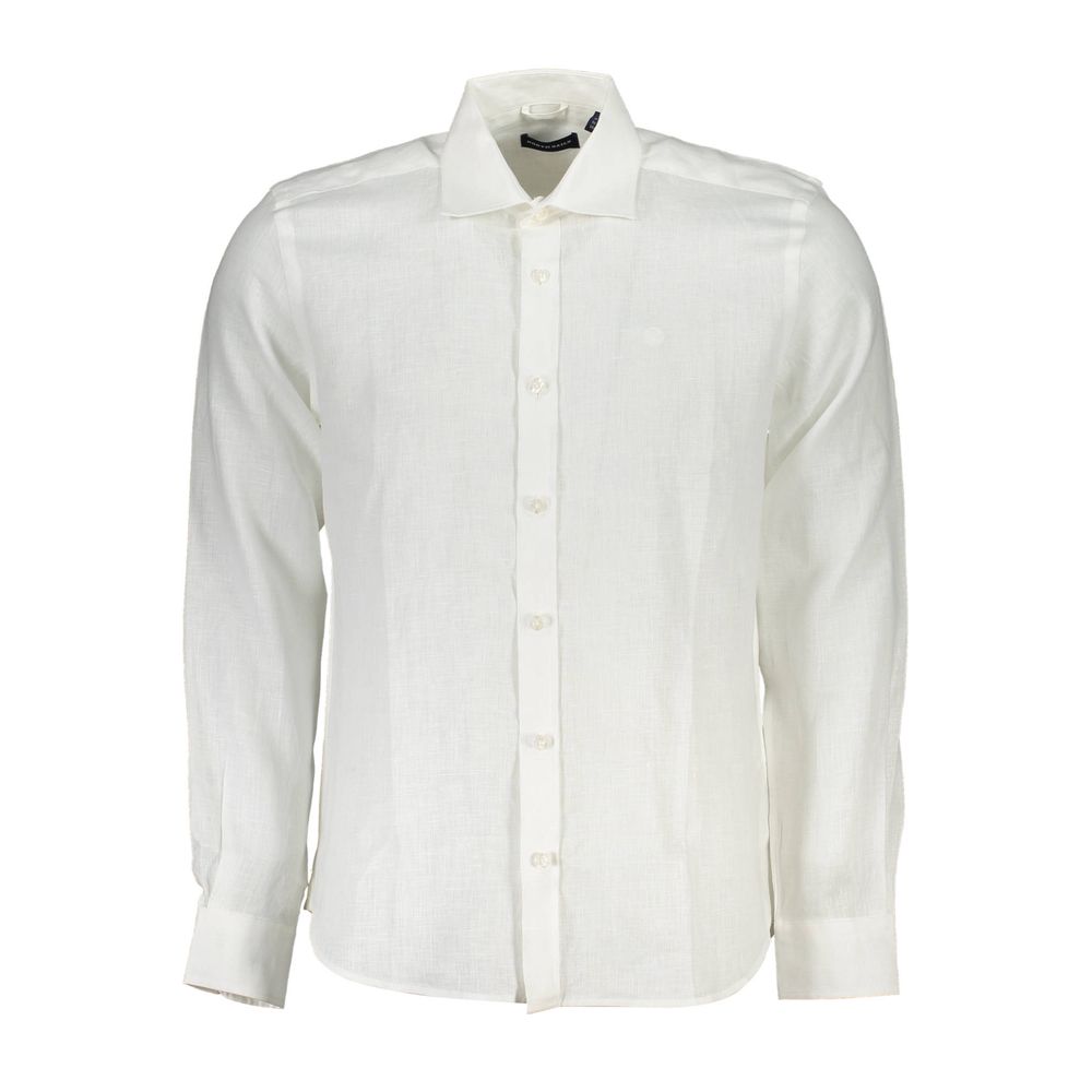 North Sails Elegant White Linen Long-Sleeved Shirt