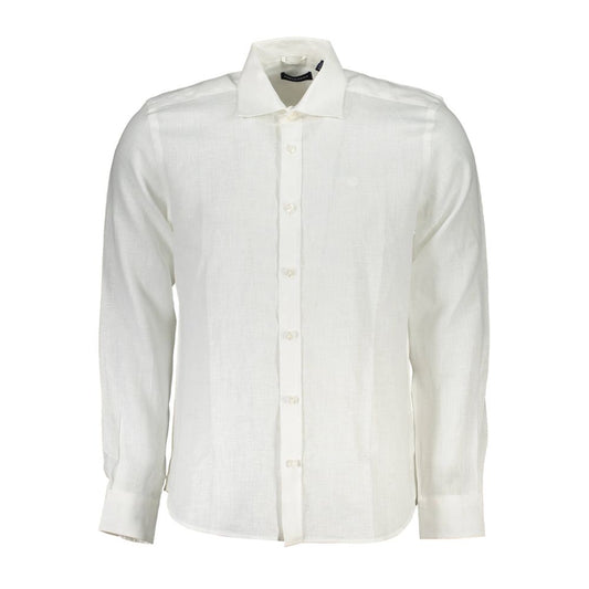 North Sails Elegant White Linen Long-Sleeved Shirt